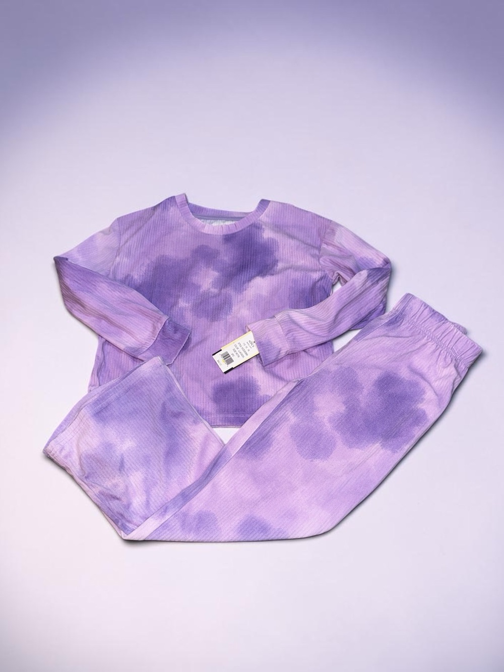 Cuddl Duds Purple Lavender Tie-Dye Kids Pajama Set  (M 7/8) NEW